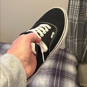 Vans Men's Black and White Lace-Up Sneakers